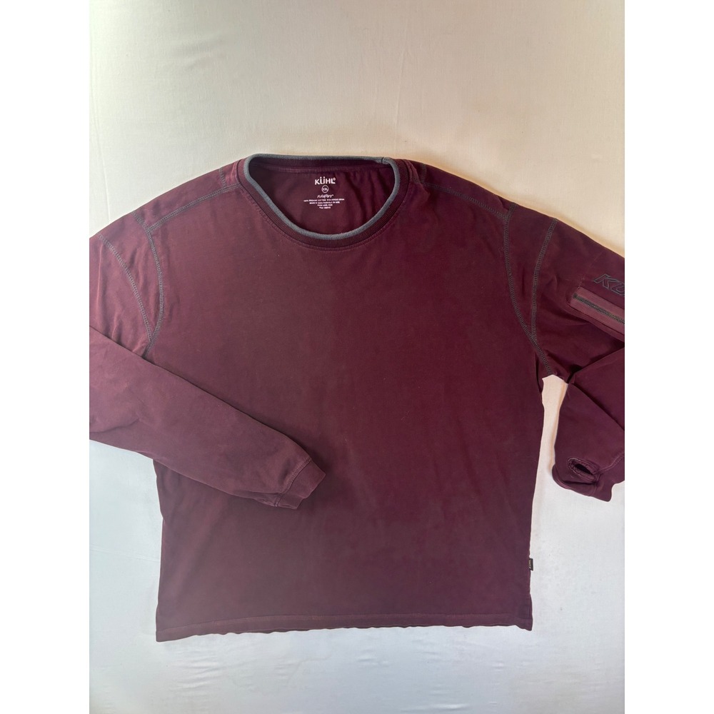 Kuhl Wildfibre Mens XXL Maroon Organic Cotton Long Sleeve Shirt Zipper Pocket